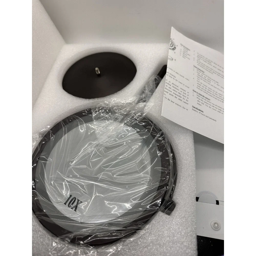 7 Inch LED Makeup Mirror 10X Magnification Lighted Vanity Antique Bronze New‎